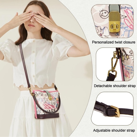 FOXLOVER Fabric Bucket Crossbody Bags for Women Top-Handle - Picture 4 of 6